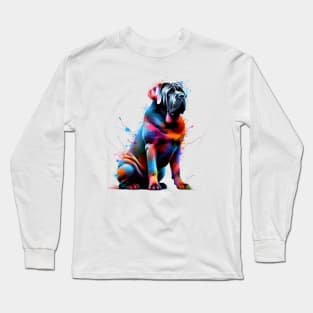 Colorful Splashed Paint Neapolitan Mastiff Art Long Sleeve T-Shirt